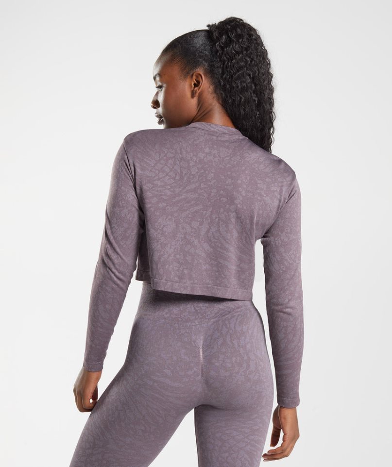 Women's Gymshark Adapt Animal Seamless Long Sleeve Top T-Shirts Purple | CA 01A536